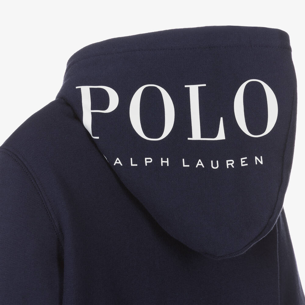 Ralph Lauren Boys Navy Blue Cotton Zip Up Hoodie