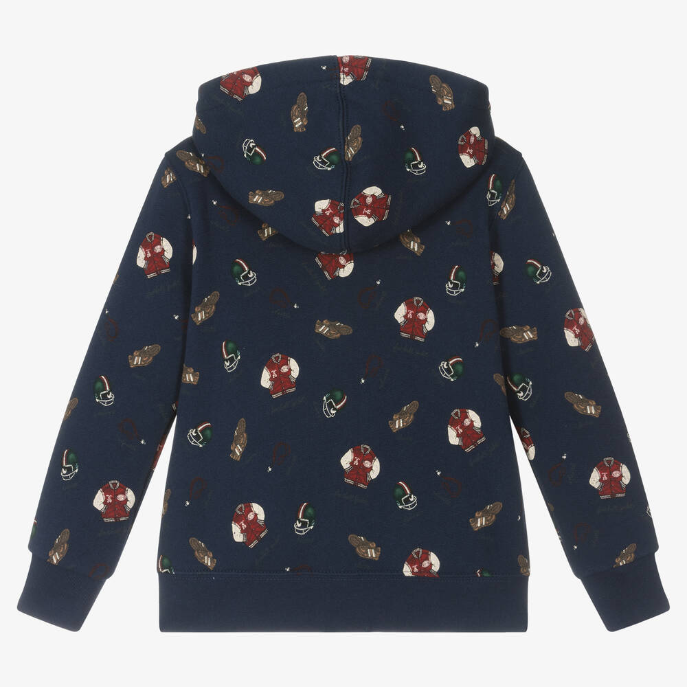 Ralph Lauren-Boys Navy Blue Cotton Zip-Up Top | Childrensalon Outlet