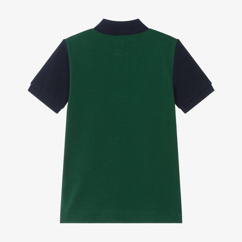 Ralph Lauren-Boys Navy Blue & Green Colourblock Cotton Polo Shirt | Childrensalon Outlet