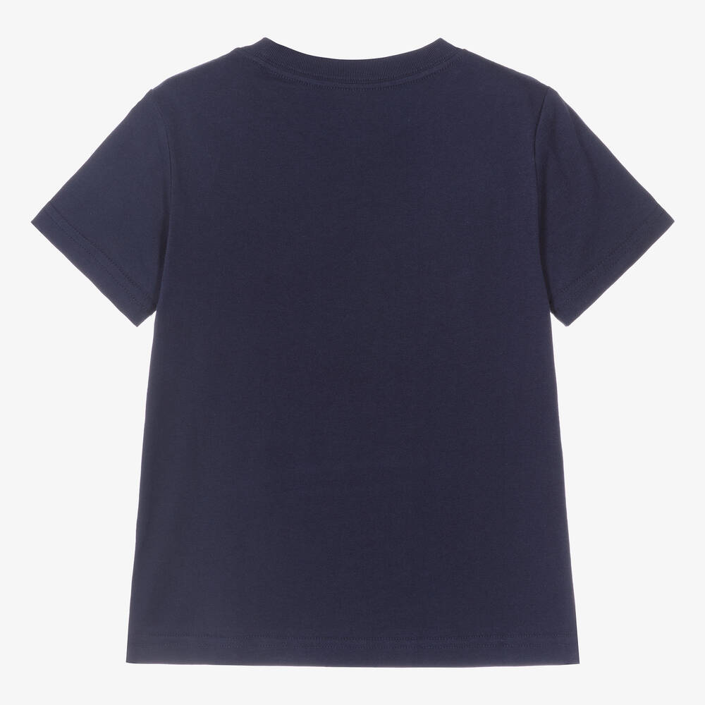 Polo Ralph Lauren-Boys Navy Blue Logo Cotton T-Shirt | Childrensalon Outlet
