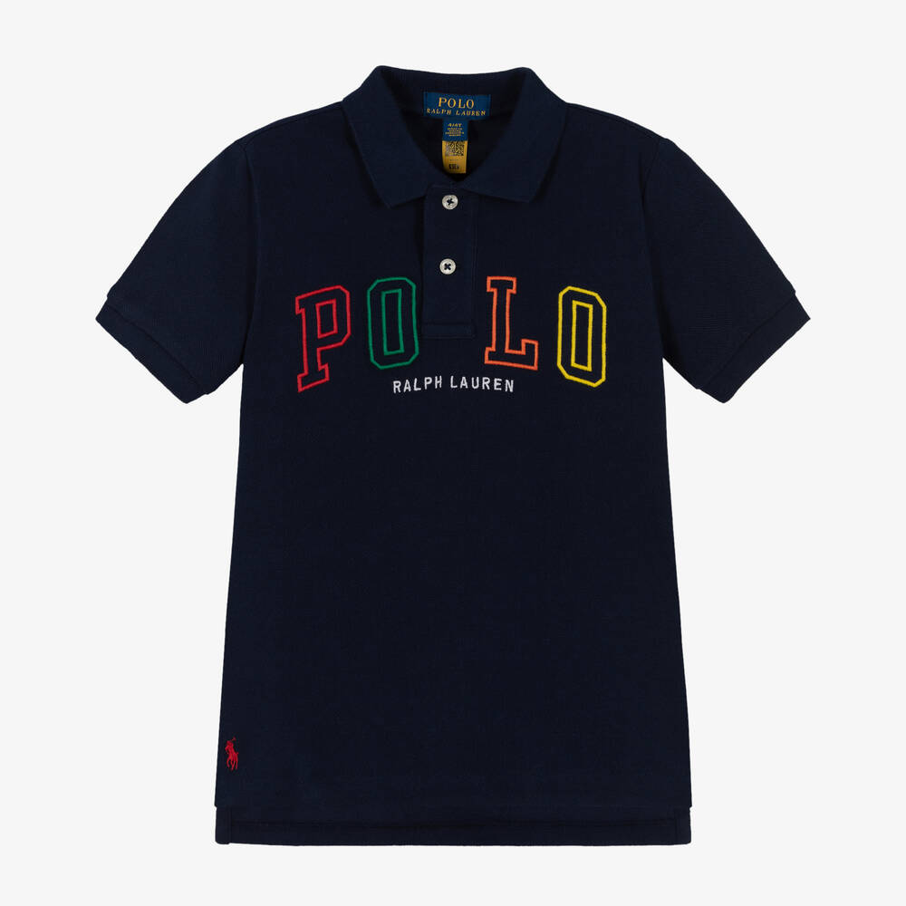 Polo Ralph Lauren - توب بولو قطن بيكيه لون كحلي للأولاد | Childrensalon