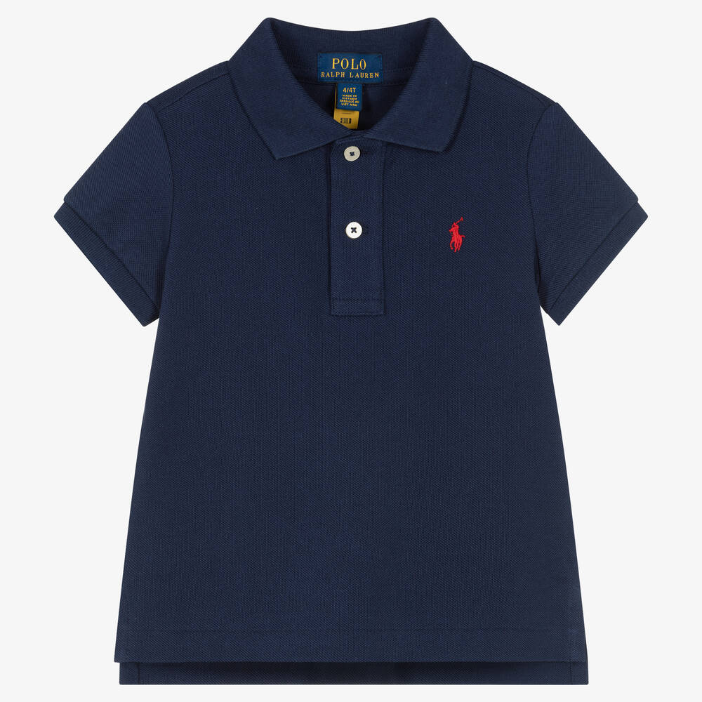 Polo Ralph Lauren - توب بولو قطن بيكيه لون كحلي للبنات | Childrensalon