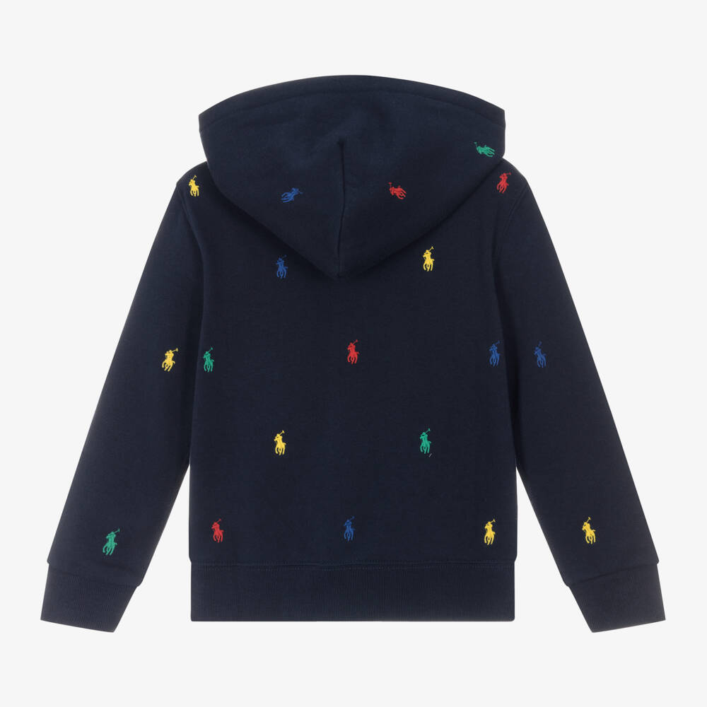 Ralph Lauren-Boys Navy Blue Pony Zip-Up Hoodie | Childrensalon Outlet