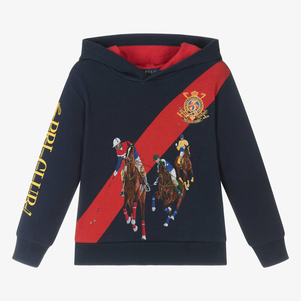 Ralph Lauren - Boys Navy Blue PRL Club Hoodie | Childrensalon