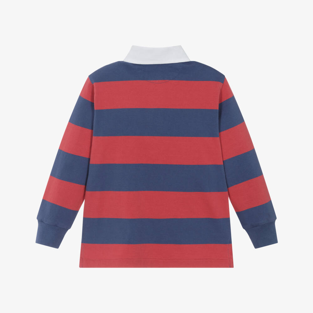 Ralph Lauren-Boys Navy Blue & Red Stripe Cotton Rugby Shirt | Childrensalon Outlet