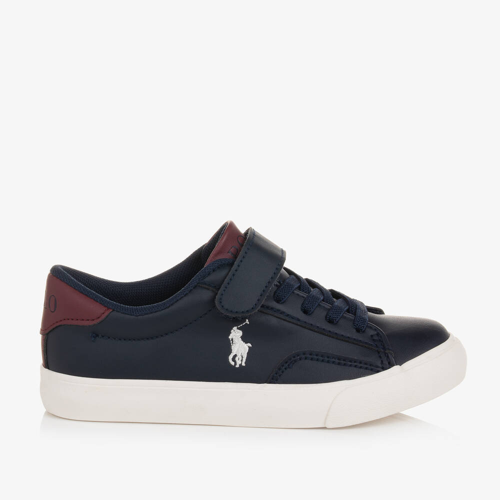 Polo Ralph Lauren-Boys Navy Blue & Red Velcro Trainers | Childrensalon Outlet