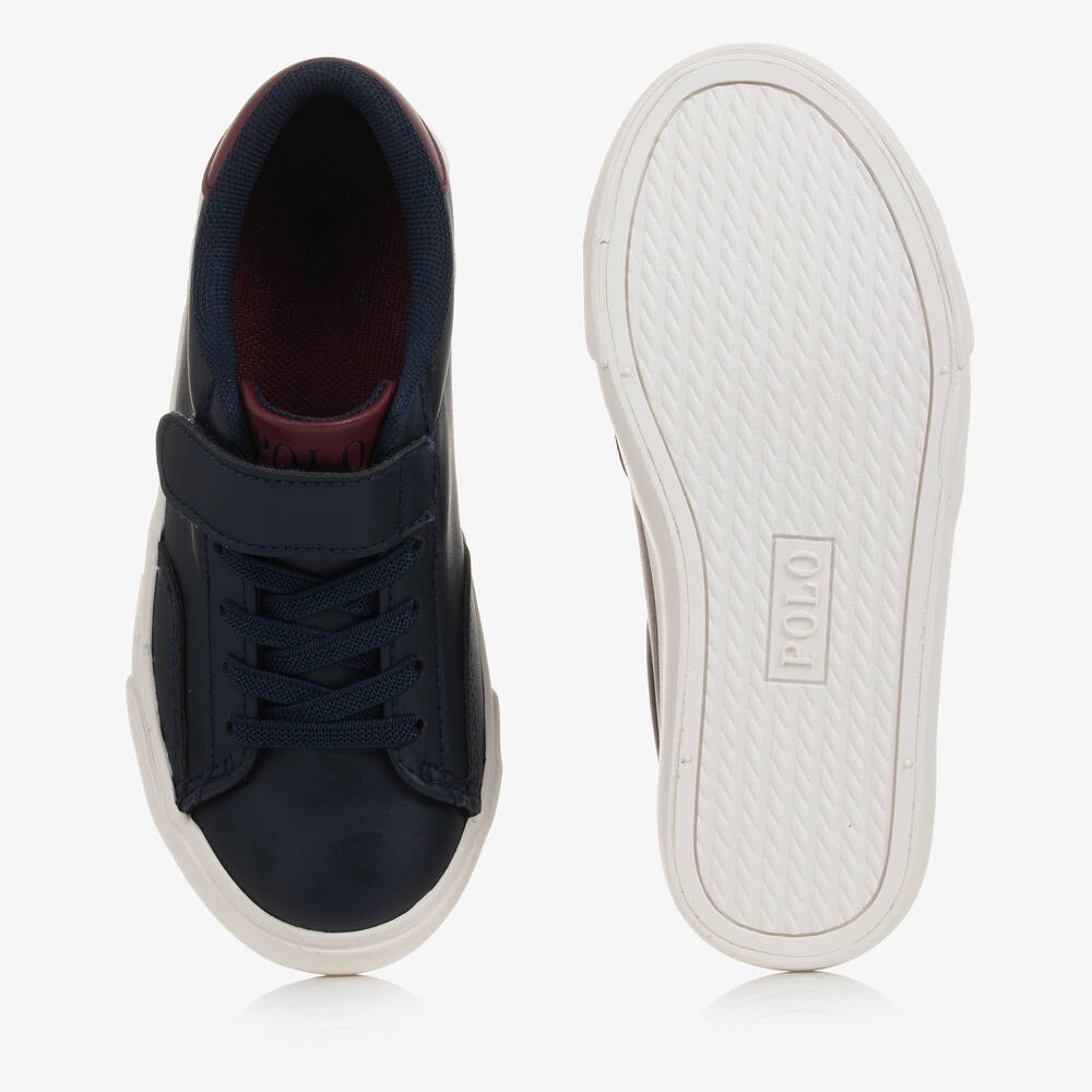 Polo Ralph Lauren-Boys Navy Blue & Red Velcro Trainers | Childrensalon Outlet
