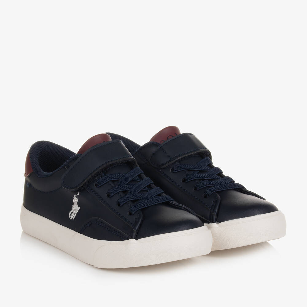 Polo Ralph Lauren - Baskets bleu marine et rouges | Childrensalon