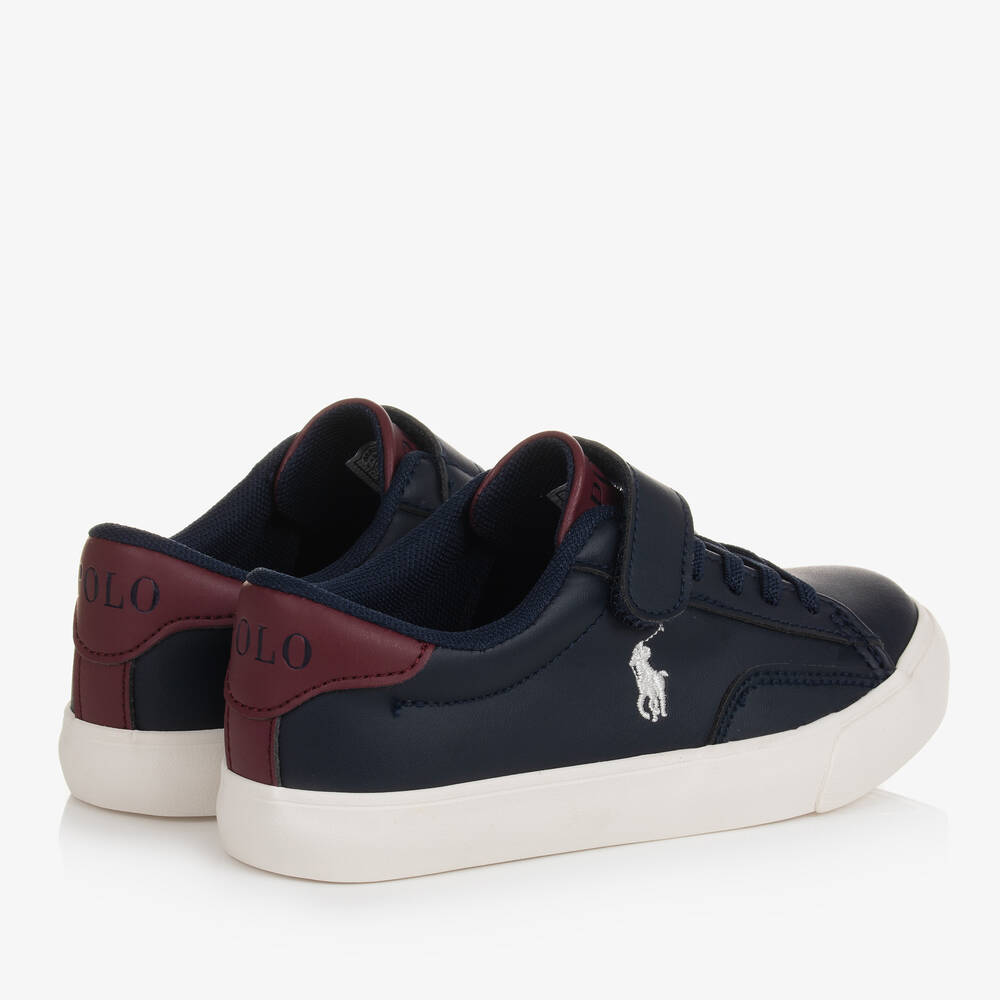 Polo Ralph Lauren Boys Navy Blue Red Velcro Trainers Childrensalon Outlet