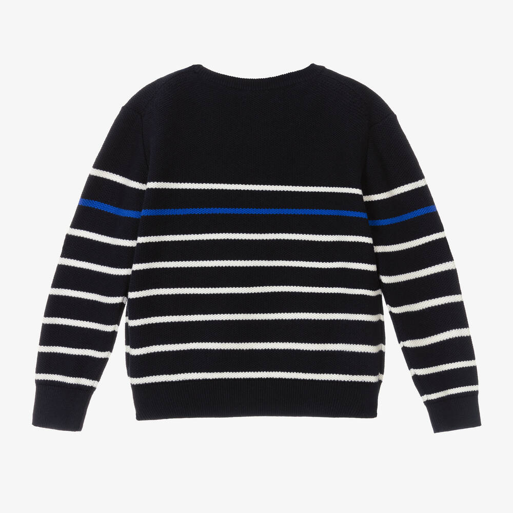 Ralph Lauren-Boys Navy Blue Stripe Cotton Jumper | Childrensalon Outlet