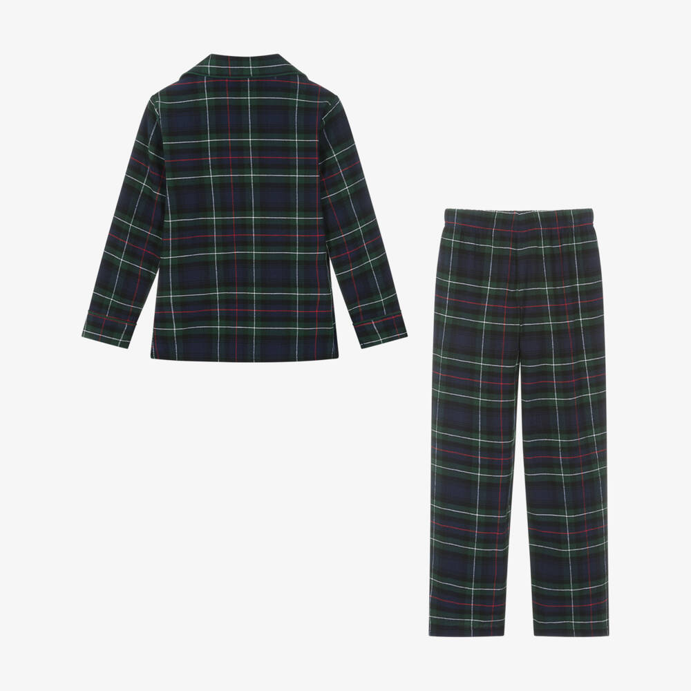 Ralph Lauren-Boys Navy Blue Tartan Cotton Pyjamas | Childrensalon Outlet
