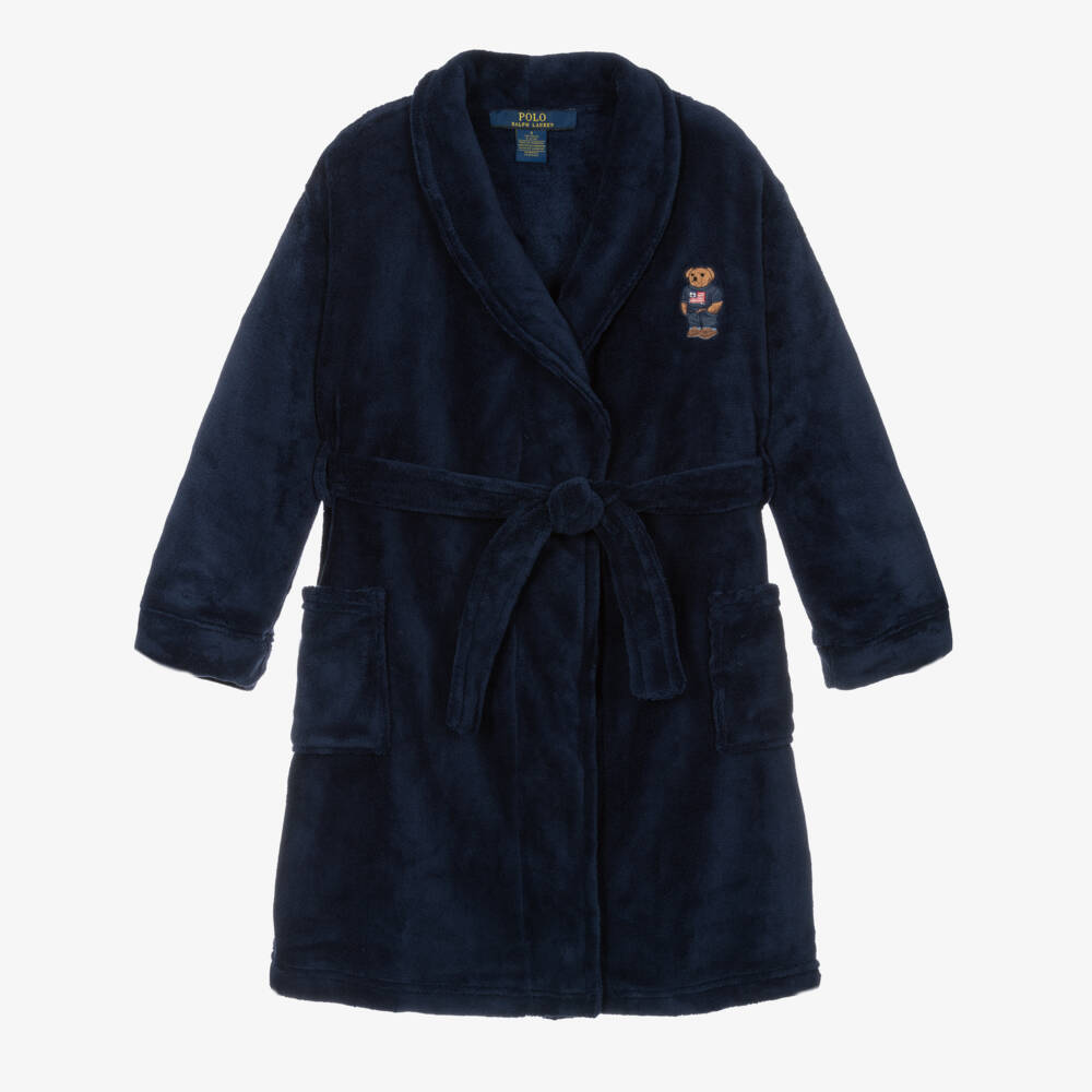 Ralph Lauren-Boys Navy Blue Velour Dressing Gown | Childrensalon Outlet
