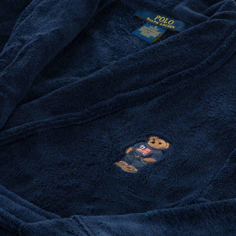 Ralph Lauren-Boys Navy Blue Velour Dressing Gown | Childrensalon Outlet