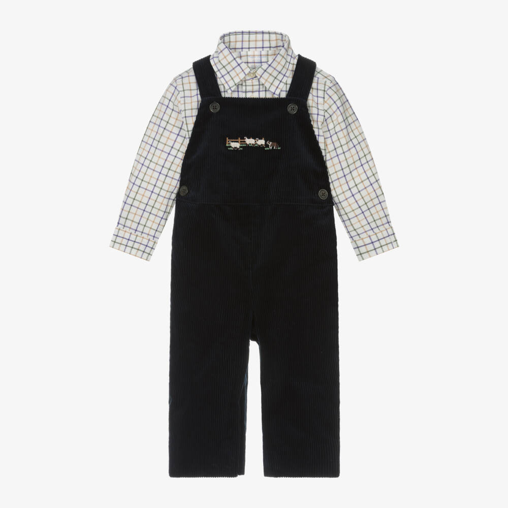 Ralph Lauren-Boys Navy Corduroy Dungaree Ensemble | Childrensalon Outlet