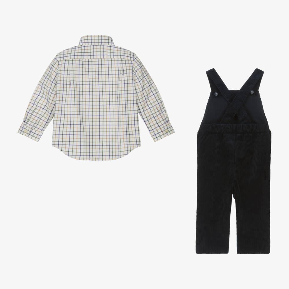 Ralph Lauren-Boys Navy Corduroy Dungaree Ensemble | Childrensalon Outlet