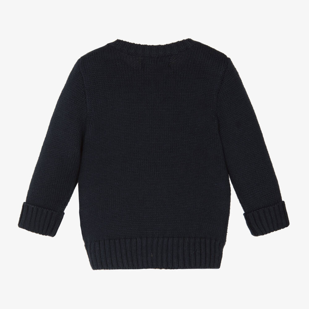 Ralph Lauren-Boys Navy Cotton Bear Pullover | Childrensalon Outlet