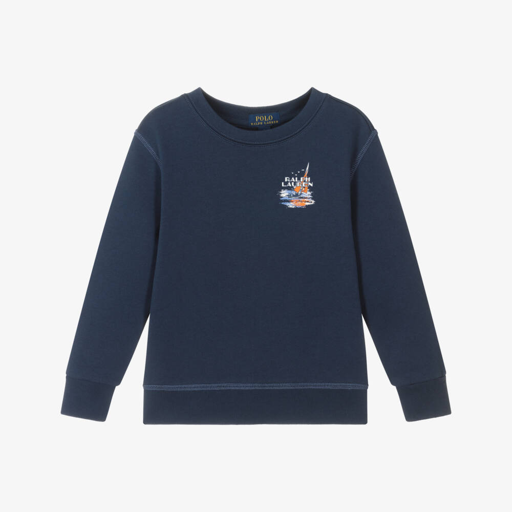 Ralph Lauren-Boys Navy Cotton Blend Jumper | Childrensalon Outlet