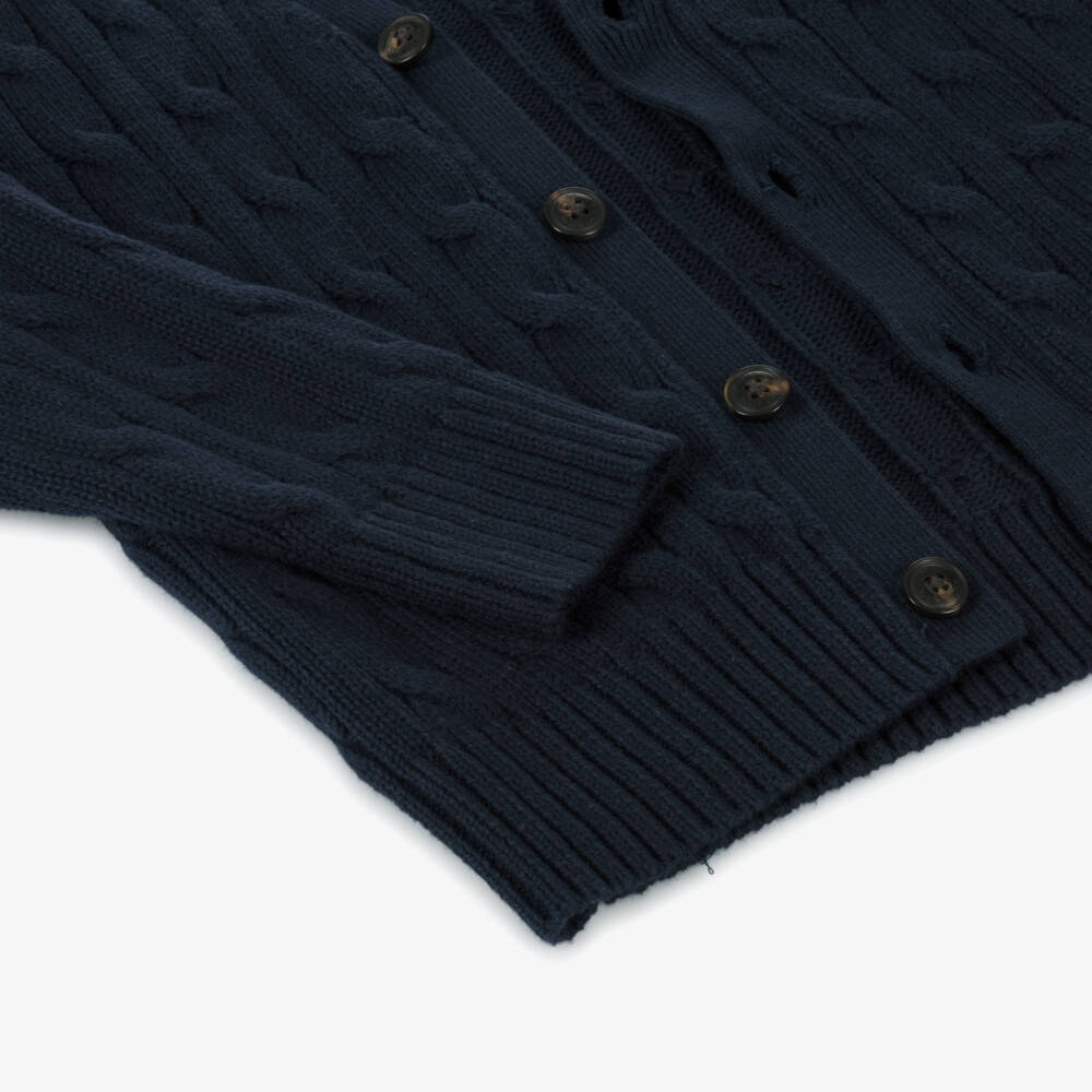 Ralph Lauren-كارديغان محبوك من القطن الأزرق الداكن للأولاد | Childrensalon Outlet
