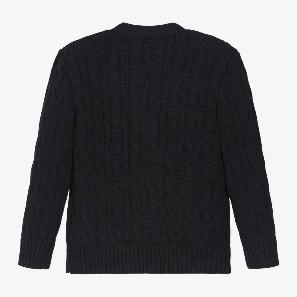 Ralph Lauren-كارديغان محبوك من القطن الأزرق الداكن للأولاد | Childrensalon Outlet