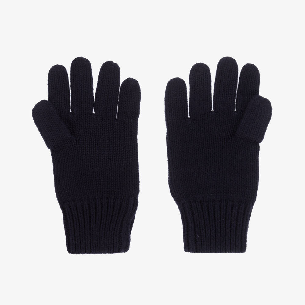 Ralph Lauren-Boys Navy Cotton Knit Mittens | Childrensalon Outlet