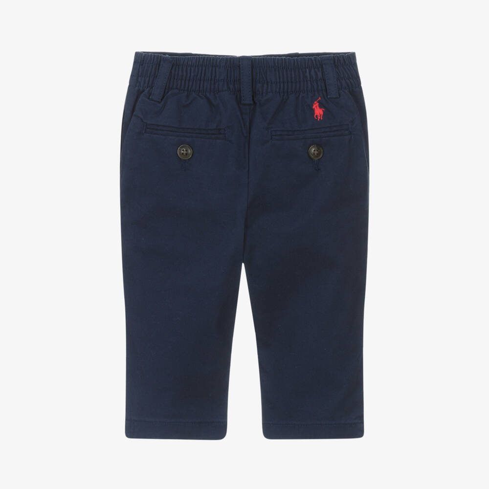 Ralph Lauren-Boys Navy Cotton Twill Trousers | Childrensalon Outlet
