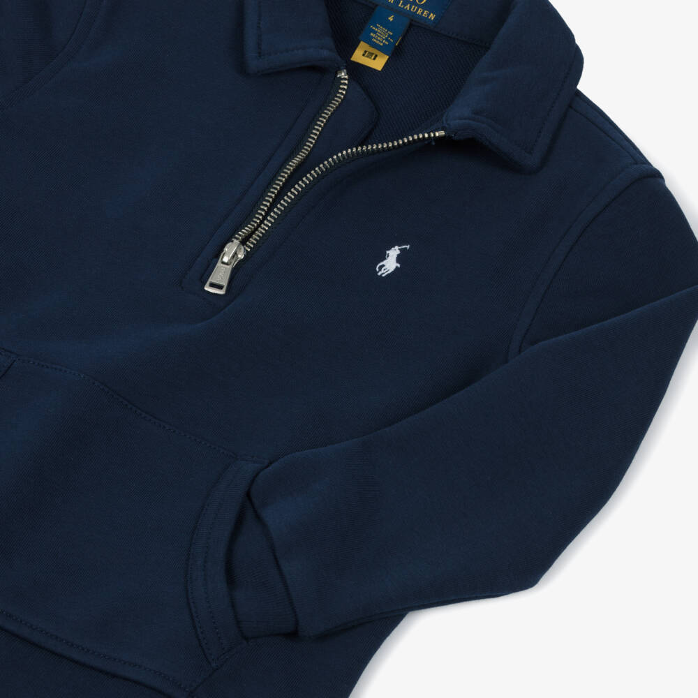Ralph Lauren-Синий хлопковый свитшот на молнии для мальчиков | Childrensalon Outlet