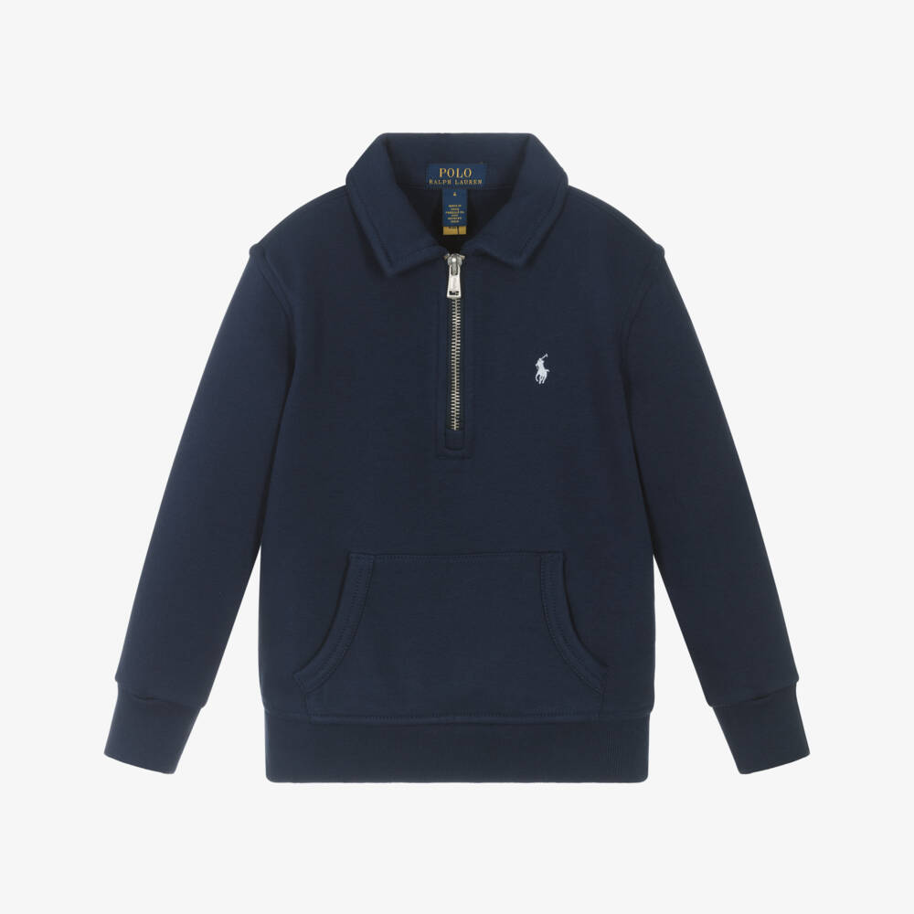 Ralph Lauren-Синий хлопковый свитшот на молнии для мальчиков | Childrensalon Outlet