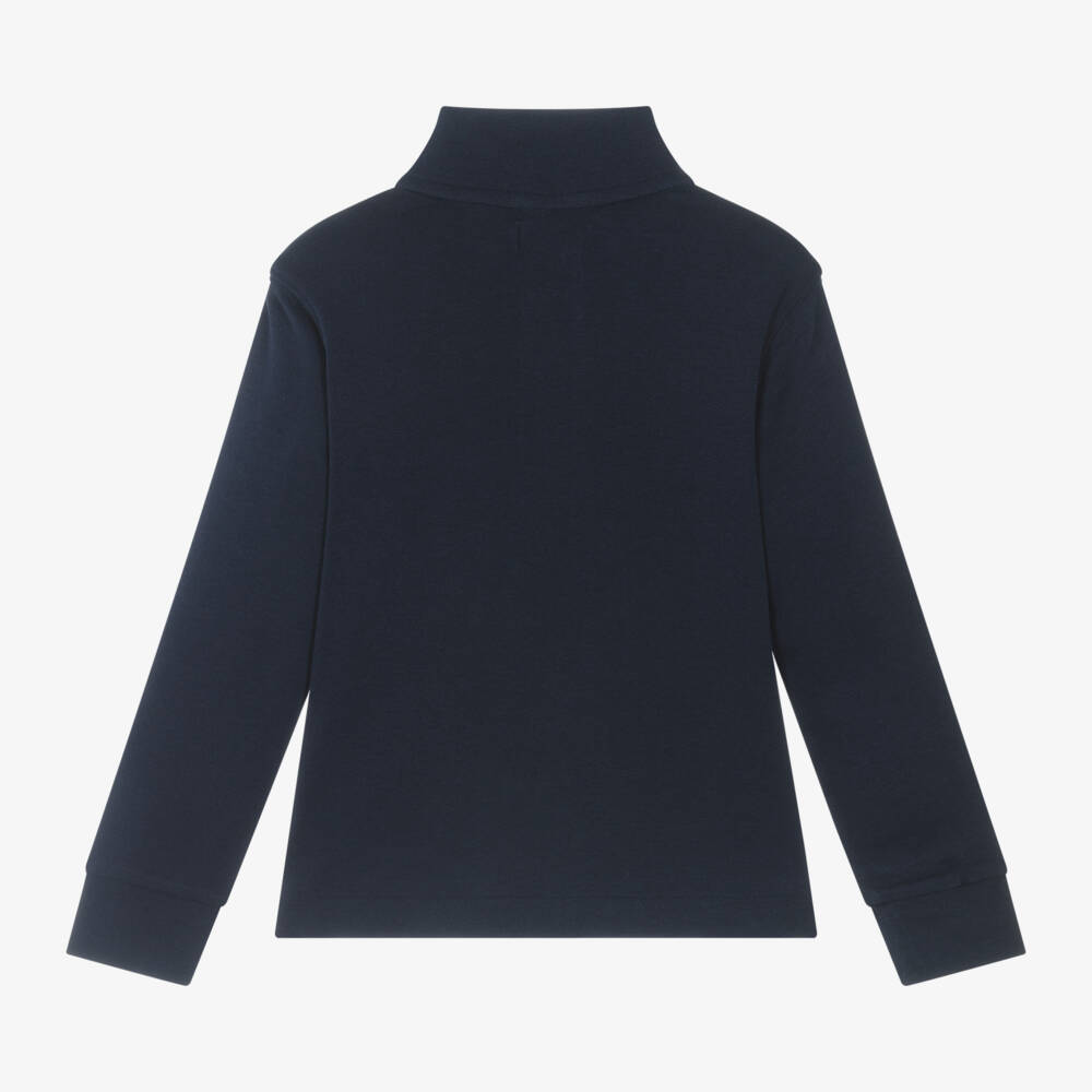 Ralph Lauren-Boys Navy Cotton Zip Top | Childrensalon Outlet