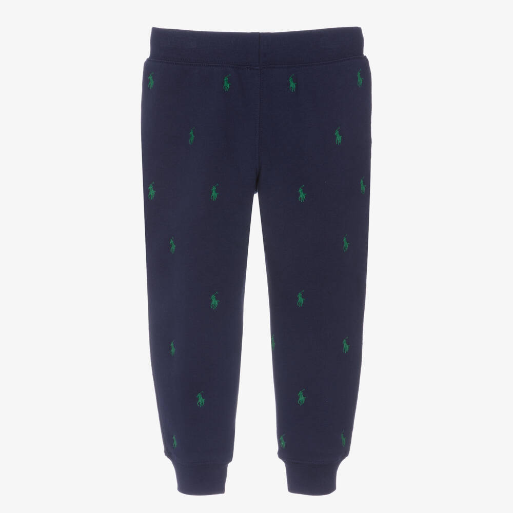 Ralph Lauren-Boys Navy Logo Patterned Joggers | Childrensalon Outlet