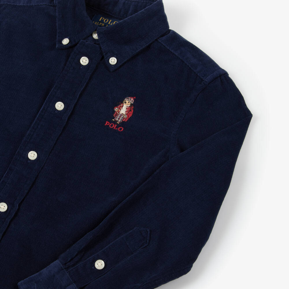 Ralph Lauren-Boys Navy Needlecord Cotton Shirt | Childrensalon Outlet