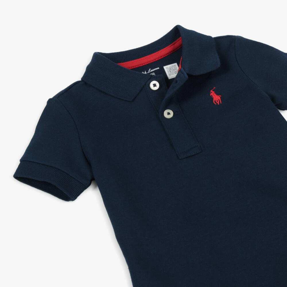 Ralph Lauren-Boys Navy Polo Cotton Bodysuit | Childrensalon Outlet