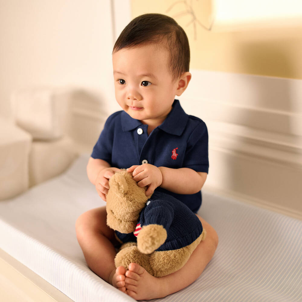 Ralph Lauren-Boys Navy Polo Cotton Bodysuit | Childrensalon Outlet