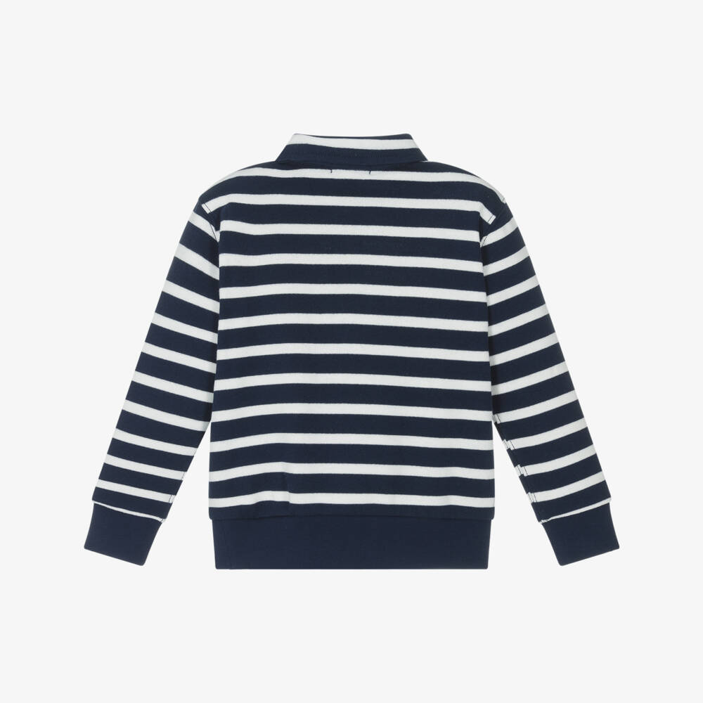 Ralph Lauren-Boys Navy Striped Cotton Knit Top | Childrensalon Outlet