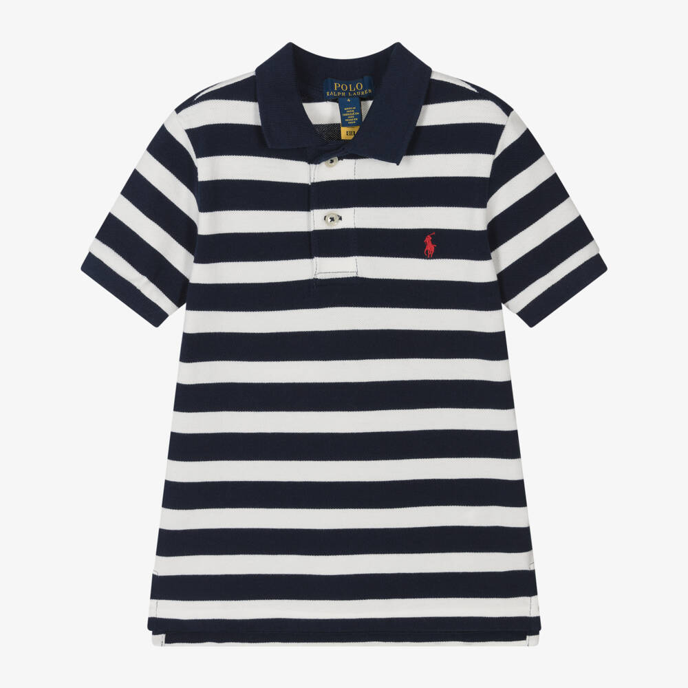 Ralph Lauren-Рубашка поло из хлопка синяя и белая для мальчиков | Childrensalon Outlet