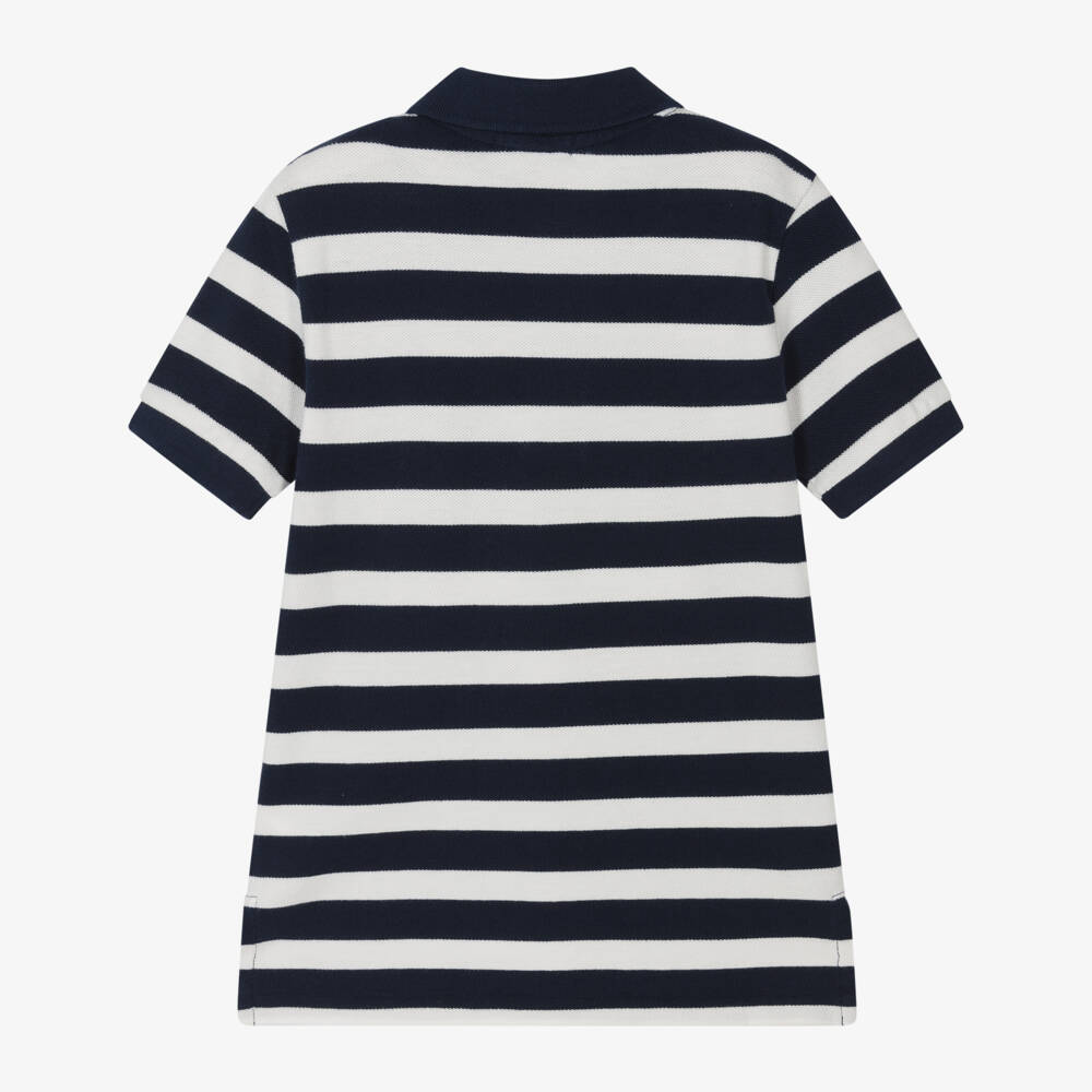 Ralph Lauren-بولو قطن أزرق داكن وأبيض للأولاد | Childrensalon Outlet