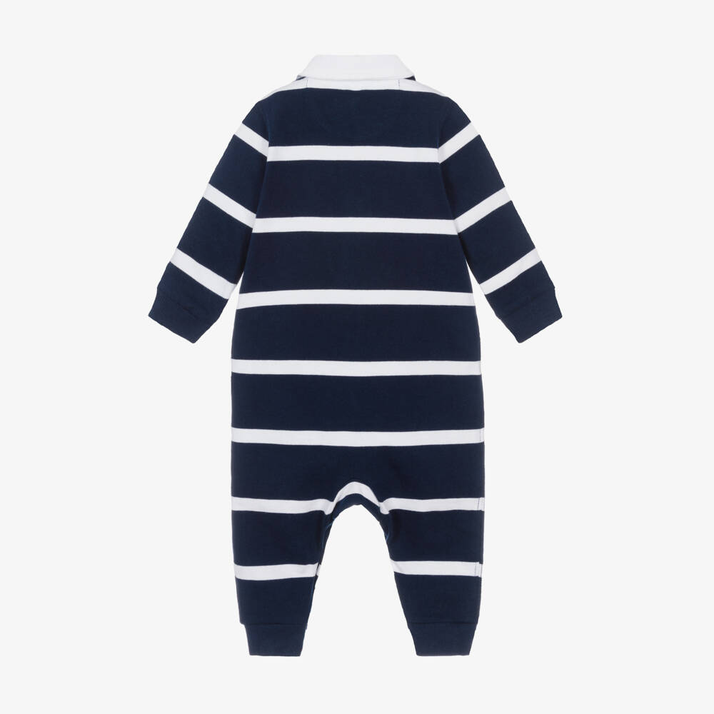 Ralph Lauren-Boys Navy & White Striped Babygrow | Childrensalon Outlet
