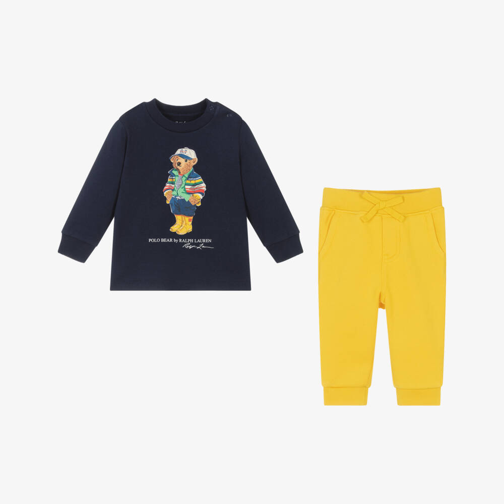 Ralph Lauren-Boys Navy & Yellow Jogger Ensemble | Childrensalon Outlet