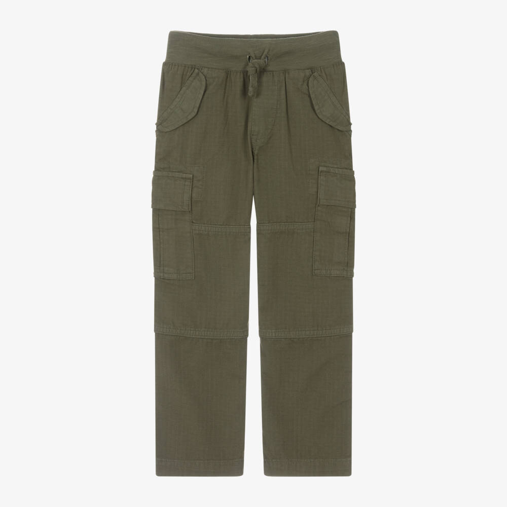 Ralph Lauren-بنطلون كارغو قطن لون أخضر كاكي للأولاد | Childrensalon Outlet