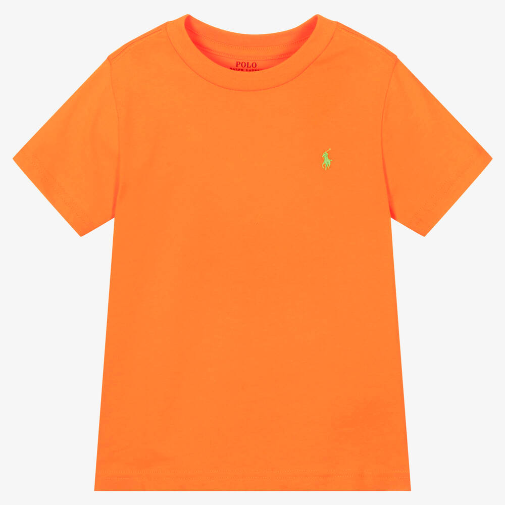 Polo Ralph Lauren - Boys Orange Cotton Logo T-shirt | Childrensalon