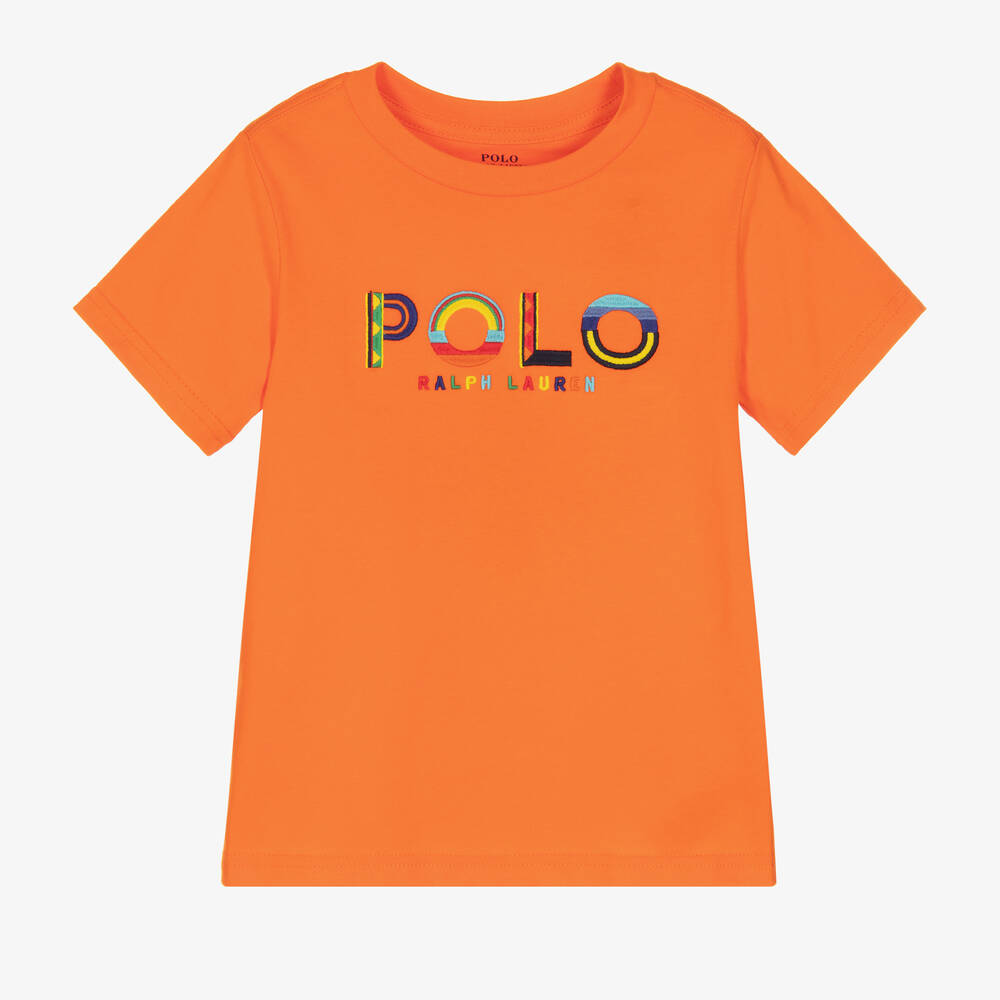 Ralph Lauren - T-shirt orange en coton garçon | Childrensalon