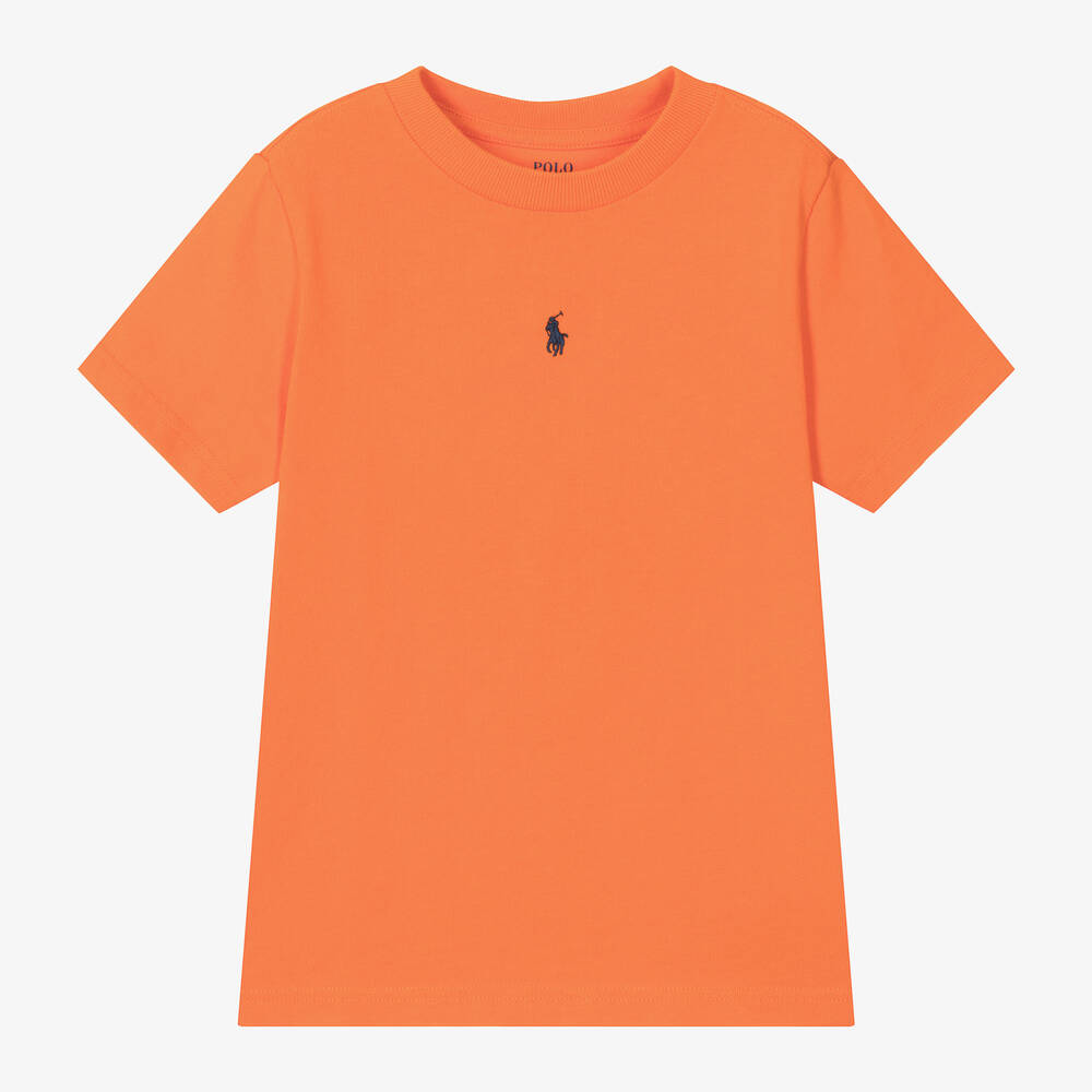 Ralph Lauren-Boys Orange Cotton Pony T-Shirt | Childrensalon Outlet