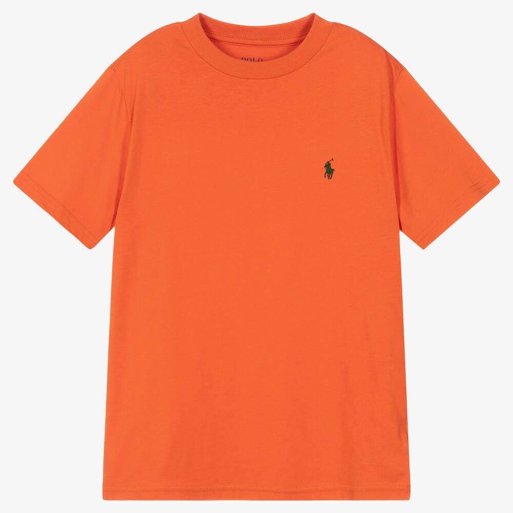Polo Ralph Lauren - Оранжевая хлопковая футболка для мальчиков | Childrensalon