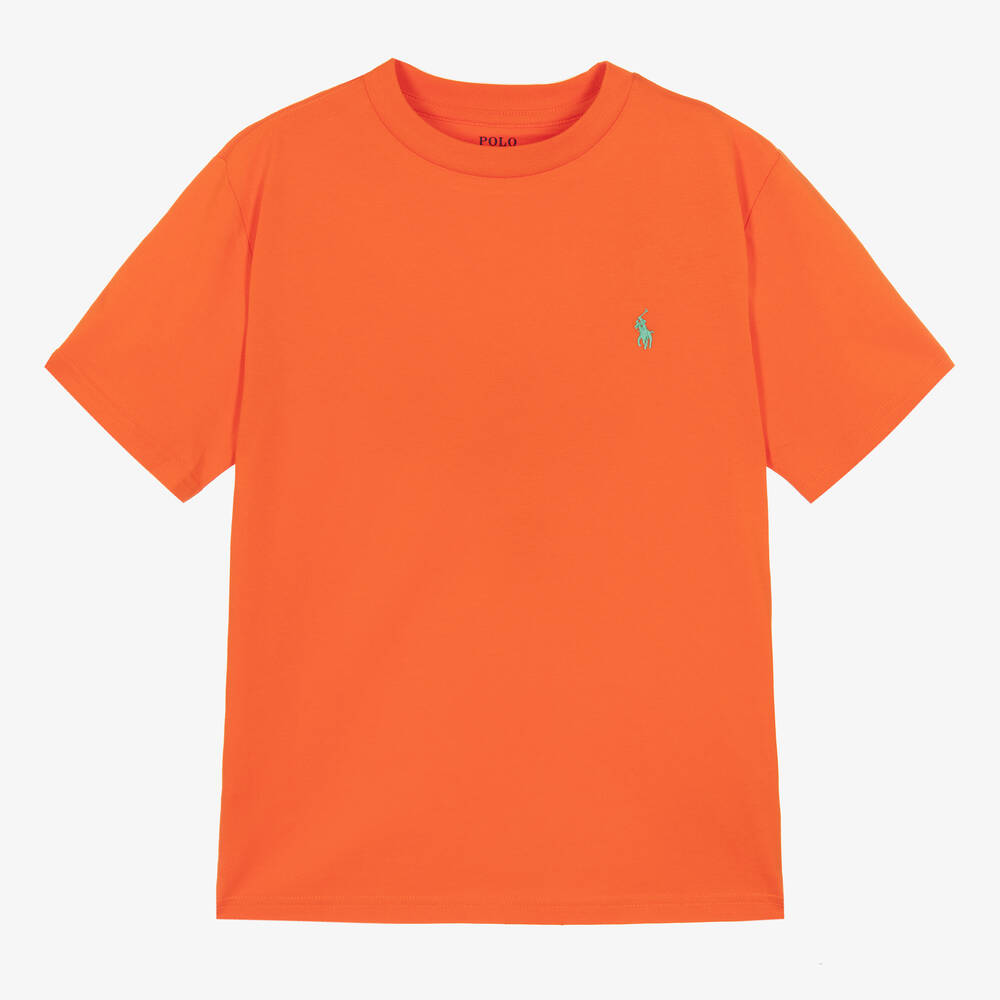 Ralph Lauren - Boys Orange Cotton T-Shirt | Childrensalon