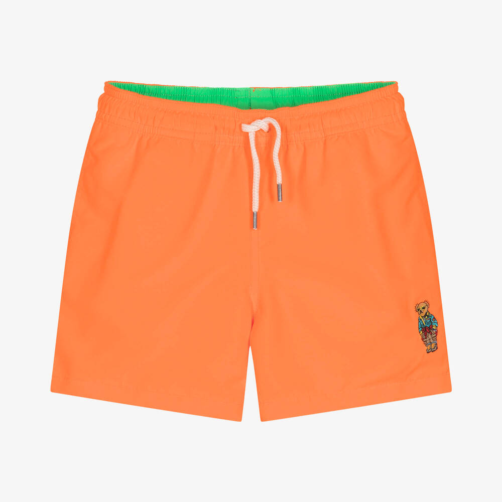 Polo Ralph Lauren - Оранжевые плавки-шорты с медвежонком | Childrensalon
