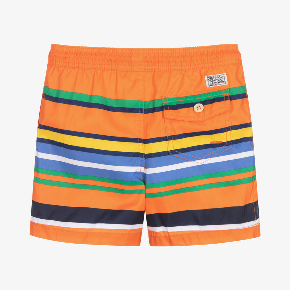 Polo Ralph Lauren-Boys Orange Stripe Swim Shorts | Childrensalon Outlet