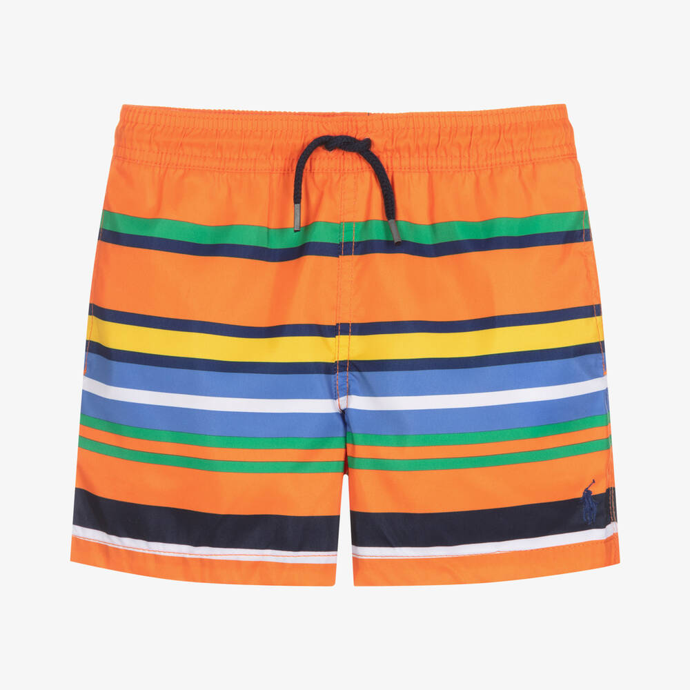Polo Ralph Lauren - Boys Orange Stripe Swim Shorts | Childrensalon