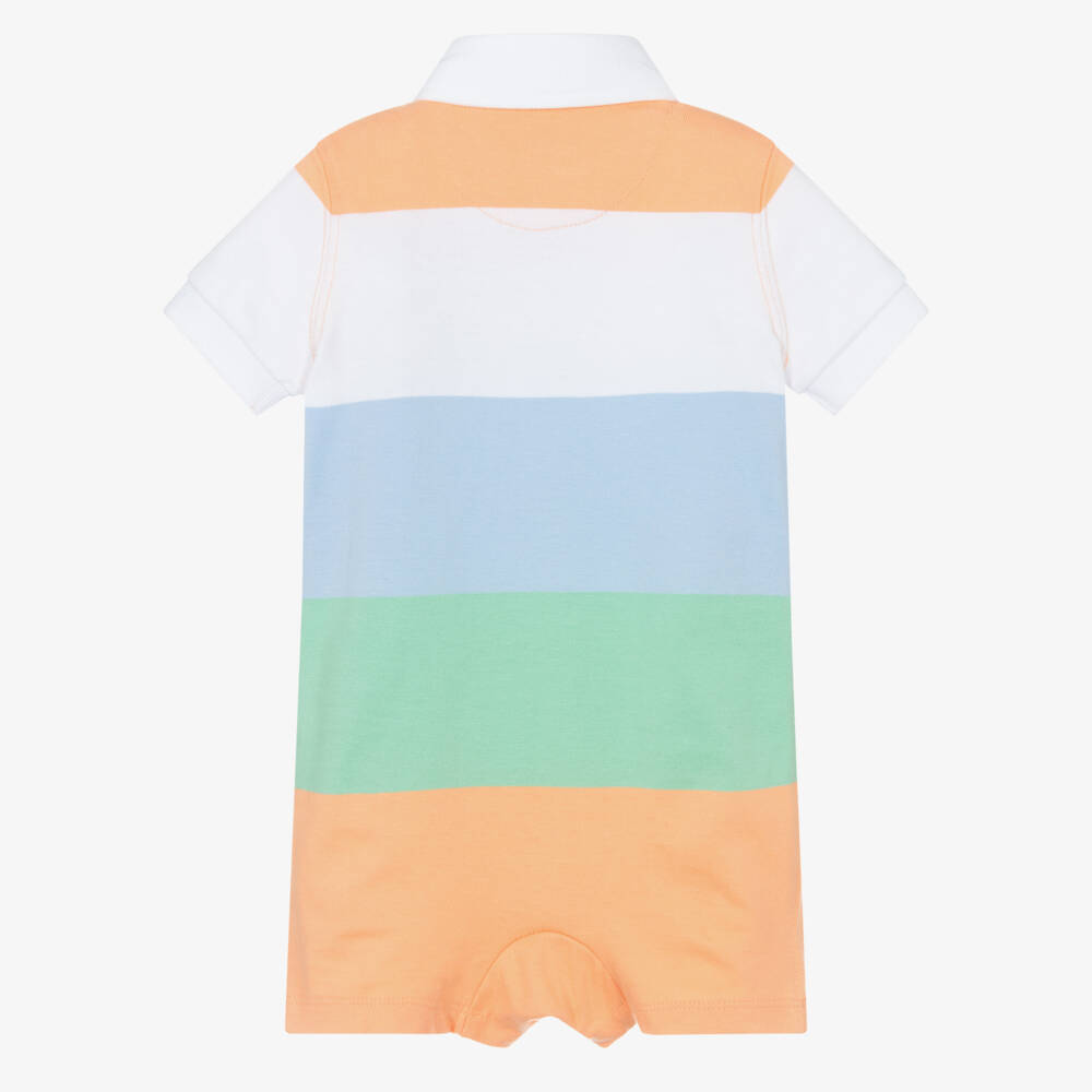 Ralph Lauren-Boys Orange Striped Cotton Onesie | Childrensalon Outlet