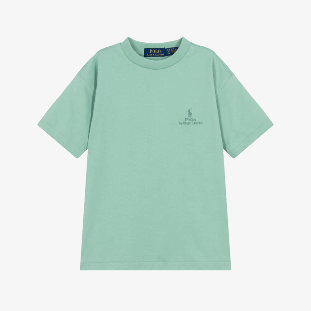 Ralph Lauren-Boys Pastel Green Cotton Oversized T-Shirt | Childrensalon Outlet
