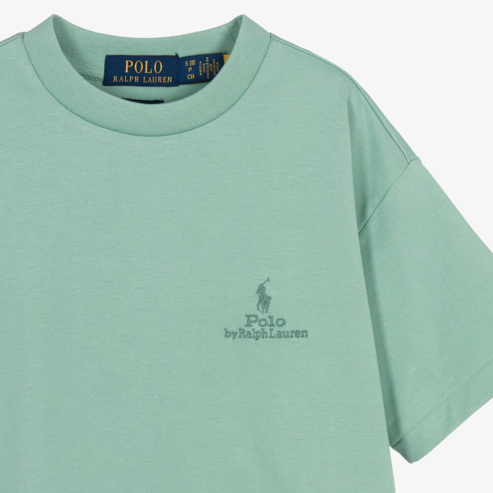 Ralph Lauren-Boys Pastel Green Cotton Oversized T-Shirt | Childrensalon Outlet