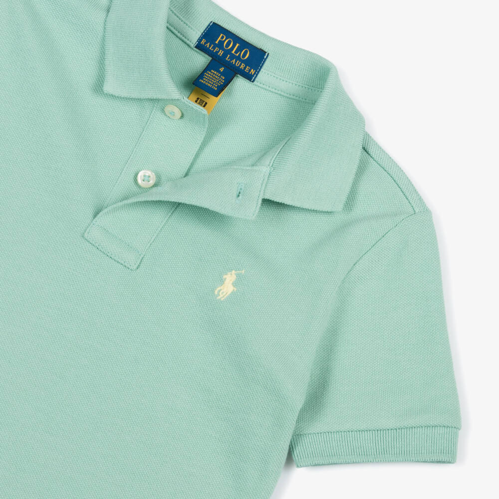 Ralph Lauren-Boys Pastel Green Cotton Piqué Polo Shirt | Childrensalon Outlet